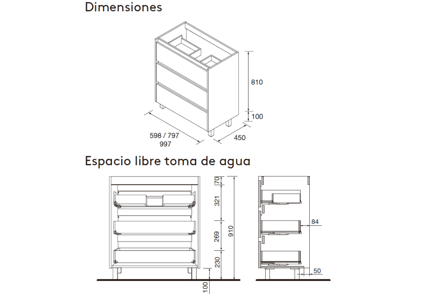 Conjunto mueble de baño Noja Salgar croquis 11