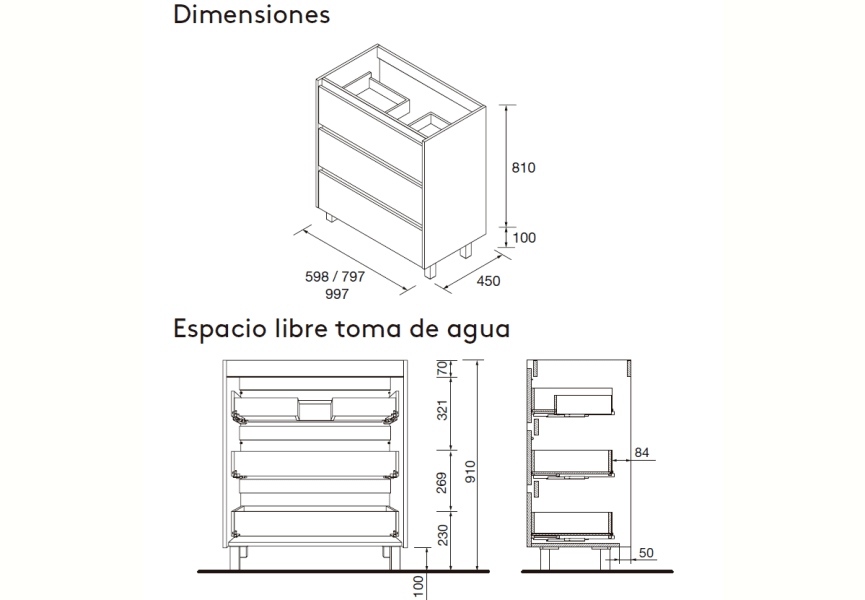 Conjunto mueble de baño Noja Salgar croquis 11