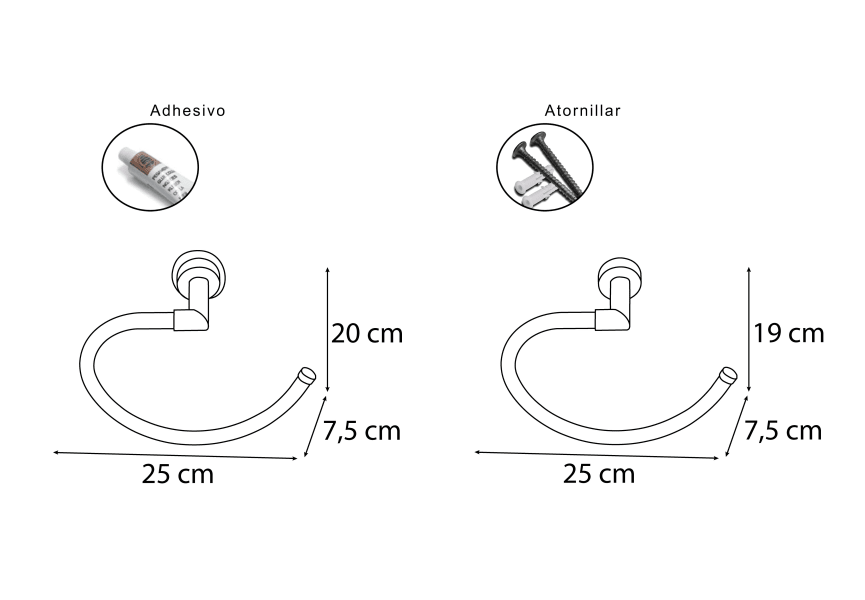 Toallero aro de baño Tau Mediterránea del baño croquis 1