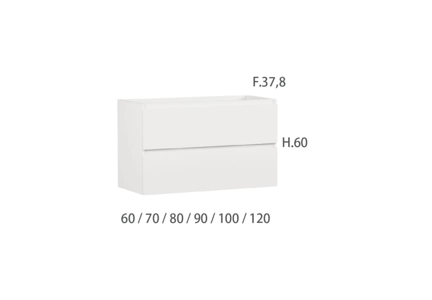 Mueble de baño fondo reducido 37.8 cm Aqua Campoaras croquis 4