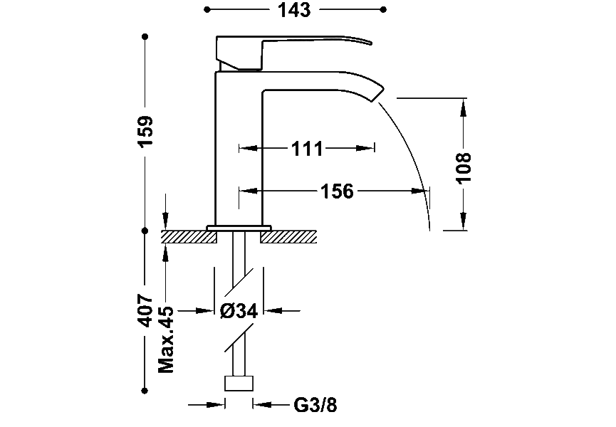 CUADRO-TRES Grifo monomando para lavabo-00611001