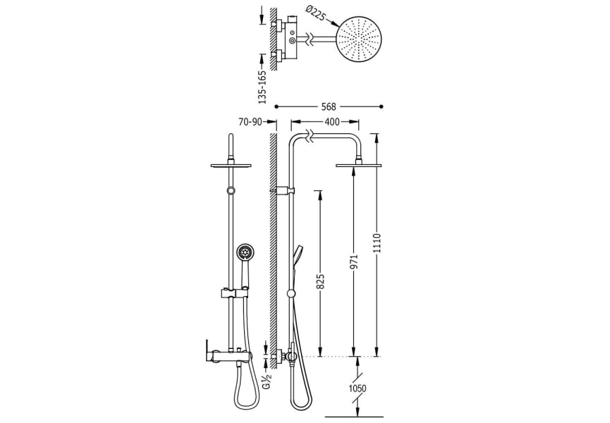 COLUMNA DE DUCHA TERMOSTATICA LEX-D TRES