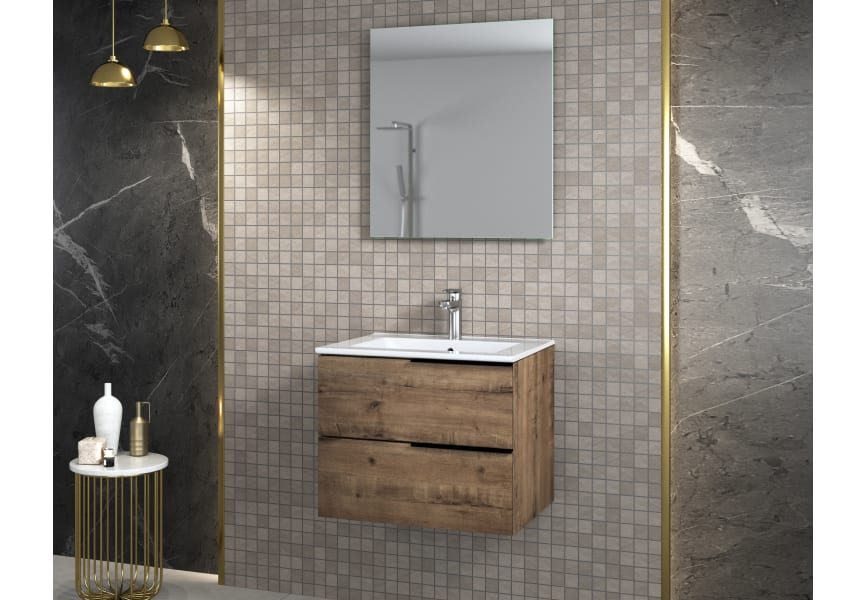 Mueble de baño con encimera de madera Bruntec Coban