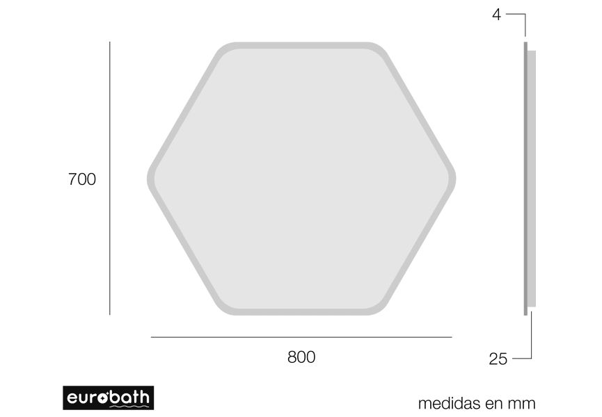 Espejo de baño con luz LED Mare de Eurobath croquis 2