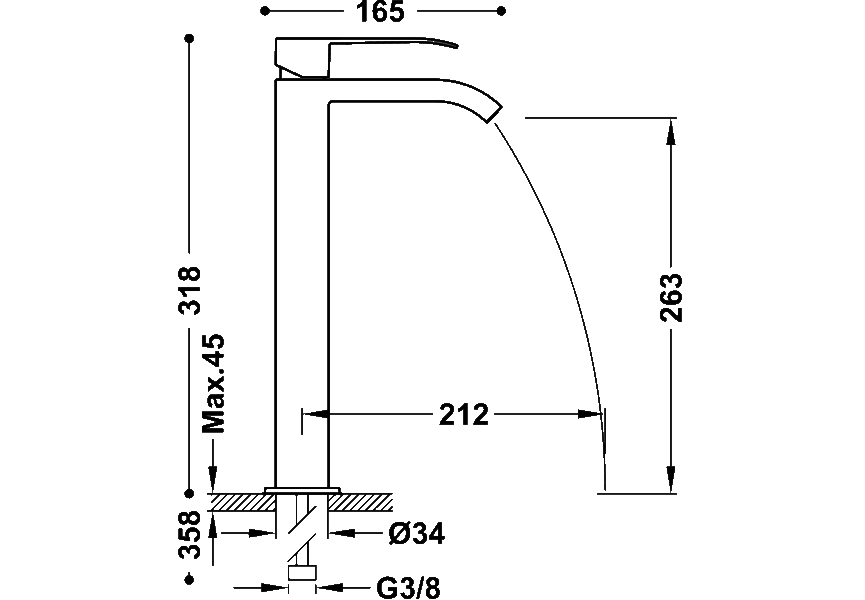 Grifo de lavabo Cuadro Tres croquis 1