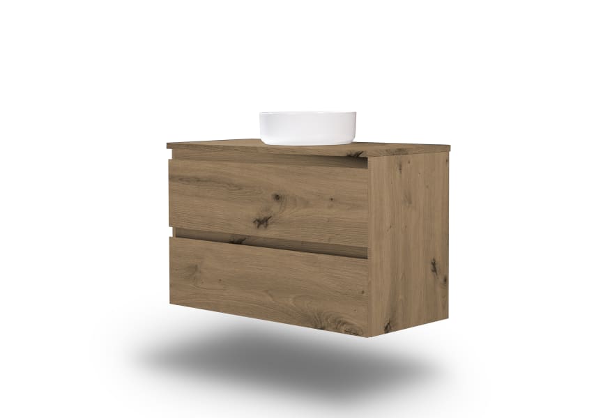 Mueble de baño color madera laminado con encimera de madera Vilma Bruntec principal 3