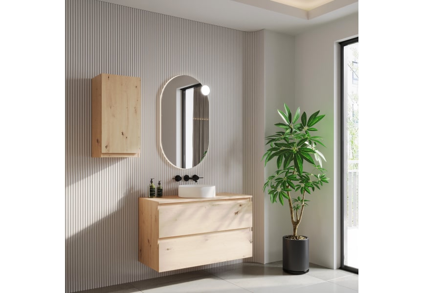 Mueble de baño color madera con encimera de madera Vilma Bruntec principal 0