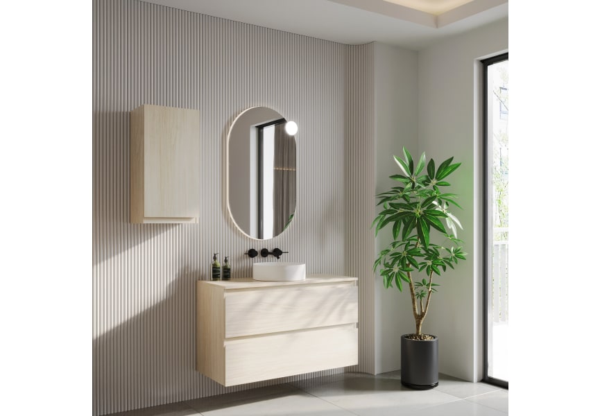 Mueble de baño color madera con encimera de madera Vilma Bruntec principal 2