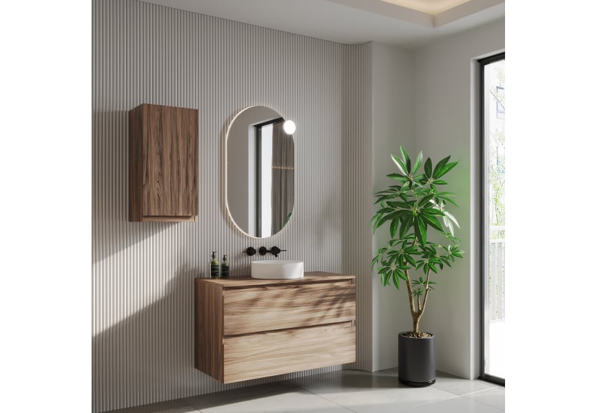 Mueble de baño color madera con encimera de madera Vilma Bruntec principal 3