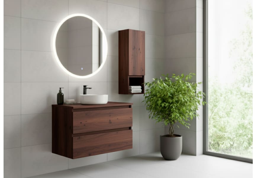 Mueble de baño color madera laminado con encimera de madera Vilma Bruntec principal 6