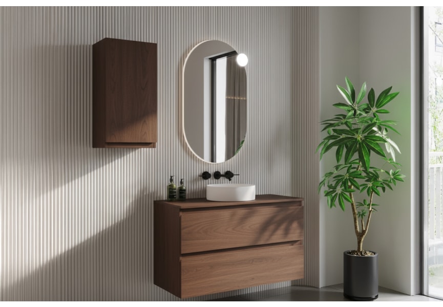 Mueble de baño color madera laminado con encimera de madera Vilma Bruntec principal 6