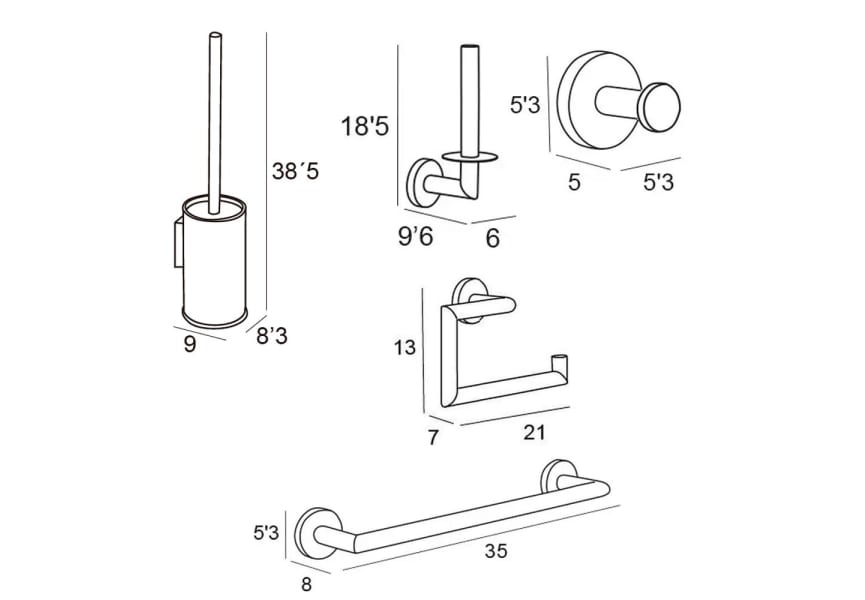 Conjunto accesorios de baño Eco Manillons Torrent croquis 6