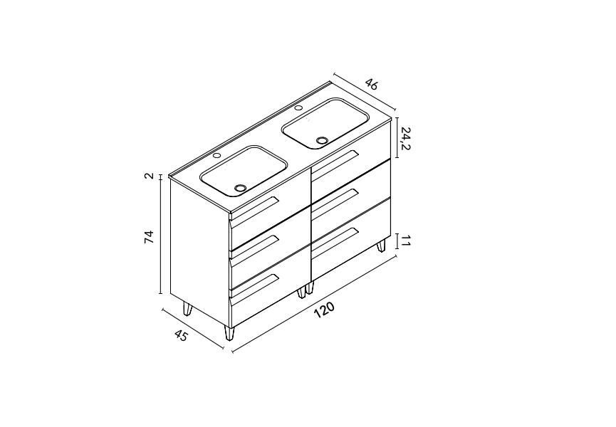 Conjunto mueble de baño Vitale Royo croquis 11