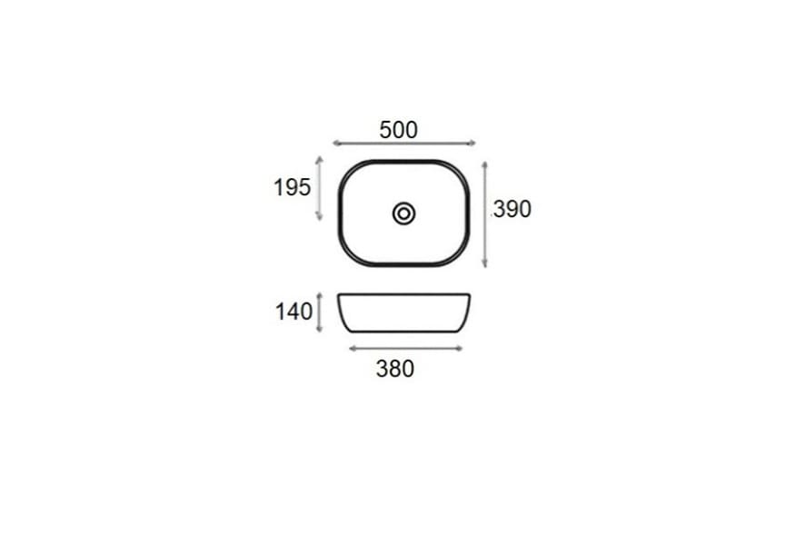 Lavabo sobre encimera Roma XL Bruntec croquis 2