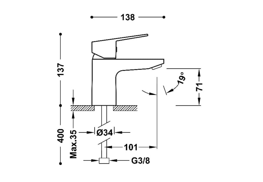 Grifo de lavabo Base Tres croquis 1