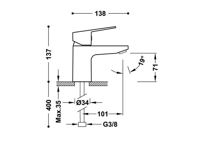 Grifo de lavabo Base Tres croquis 1