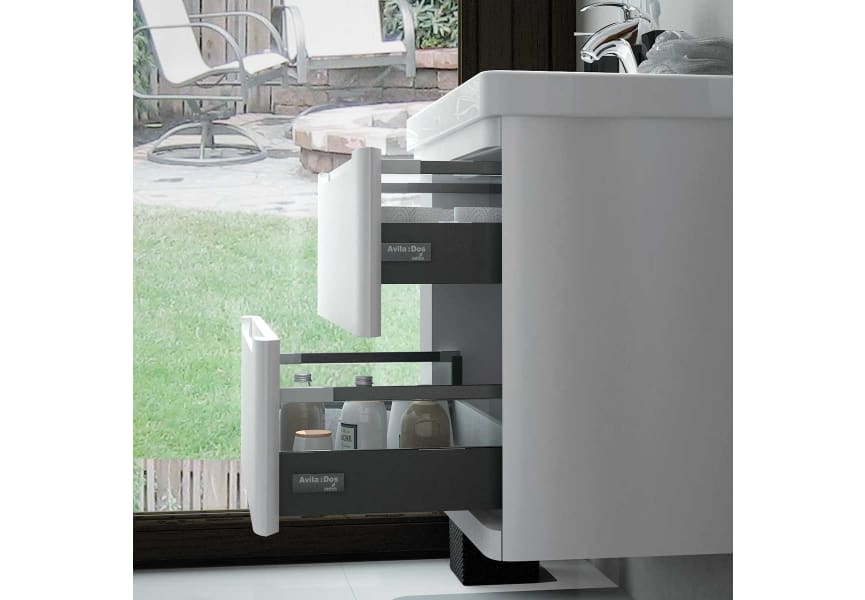 Mueble de baño con encimera de piedra compacta Loop Avila Dos detalle 1