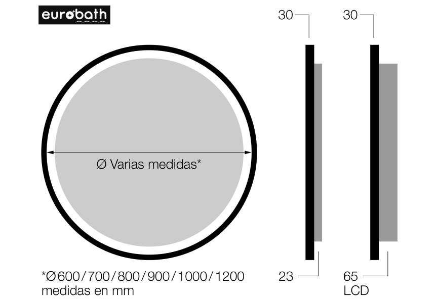 Espejo de baño con luz LED Seychelles Eurobath croquis 8