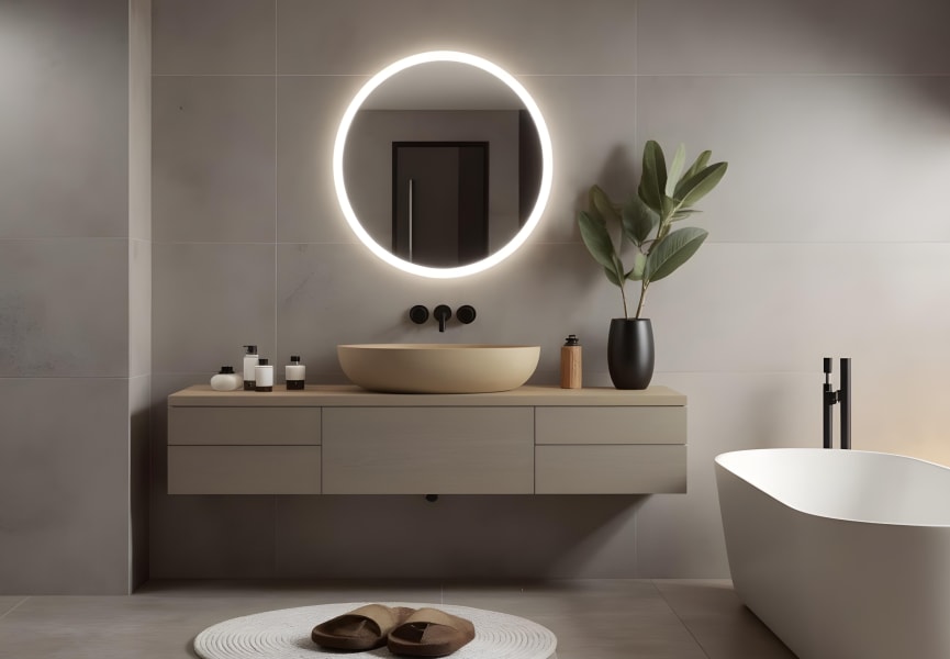 Espejo de baño con luz LED Moon Bruntec ambiente 2