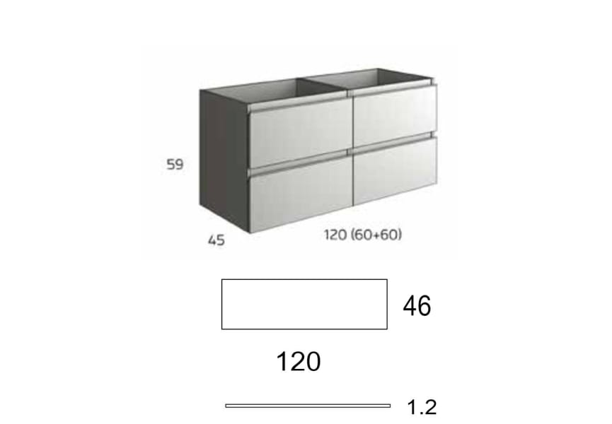 Mueble de baño con encimera de madera Roma Bruntec croquis 7