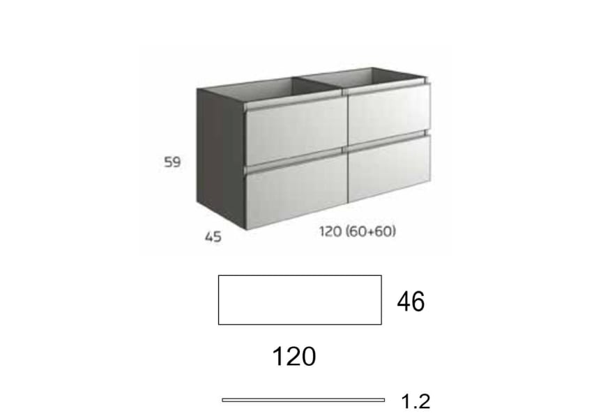 Mueble de baño con encimera de madera Roma Bruntec croquis 8