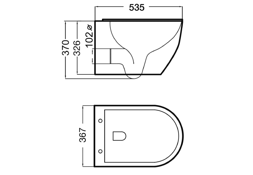 Pack inodoro suspendido + cisterna empotrada Lisboa Plus Bruntec + pulsador croquis 6