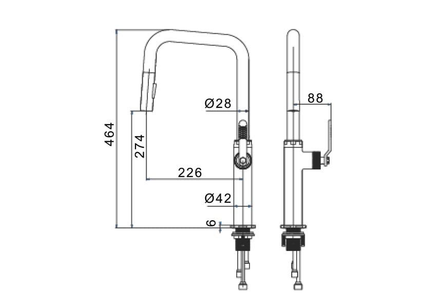 Grifo de cocina Niza de Imex croquis 11