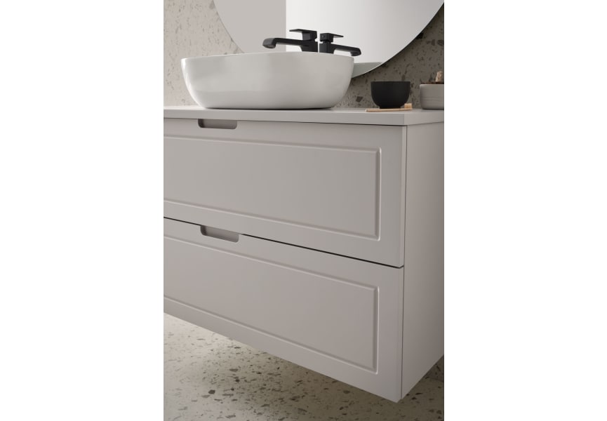 Conjunto mueble de baño con lavabo sobre encimera Alma Sanchís detalle 1