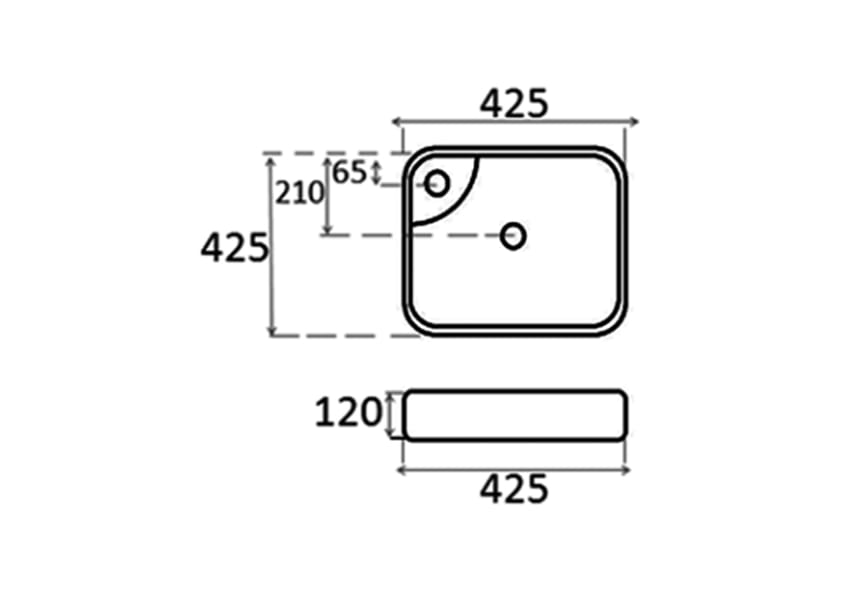 Lavabo sobre encimera Sil Bruntec croquis 1
