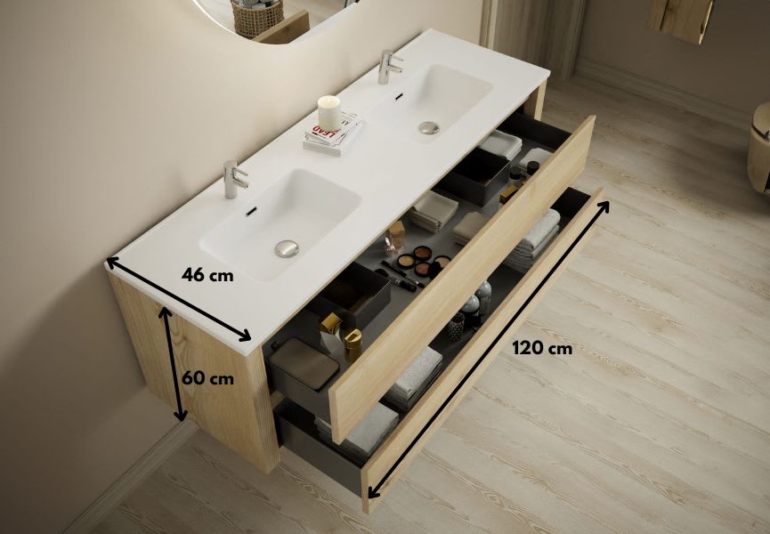 Conjunto de mueble de baño de madera maciza Laponia Bruntec croquis 4