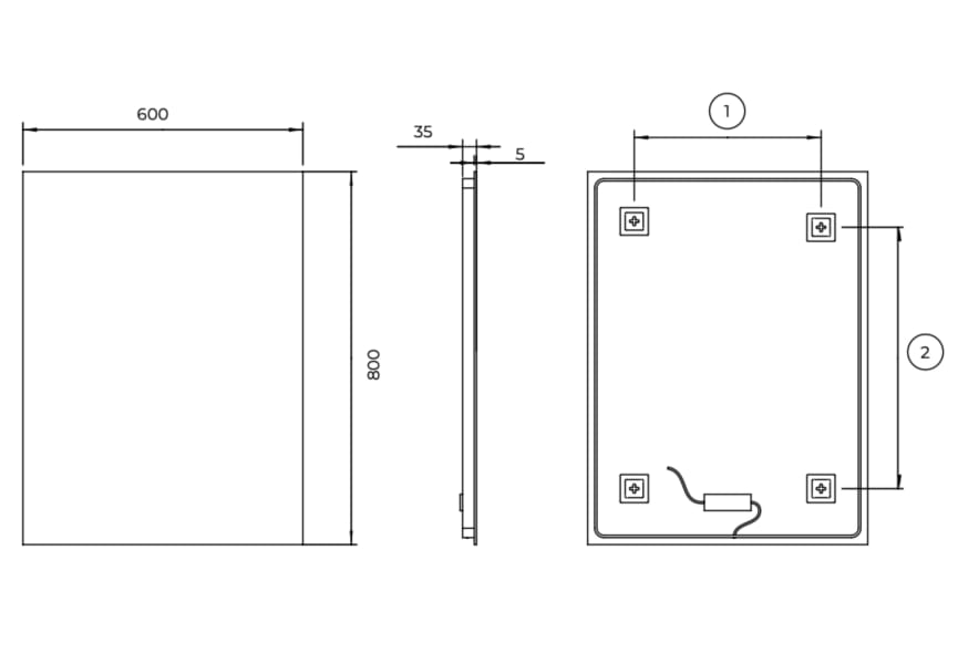 Espejo de baño con luz LED Suecia Ledimex croquis 12