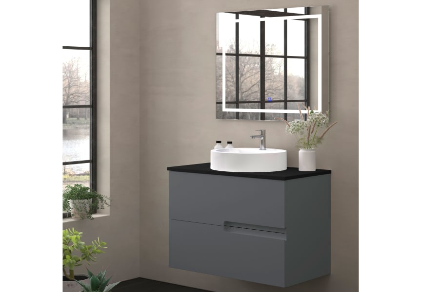 Mueble de baño con encimera piedra compactada negra Lia Bruntec colores principal 5