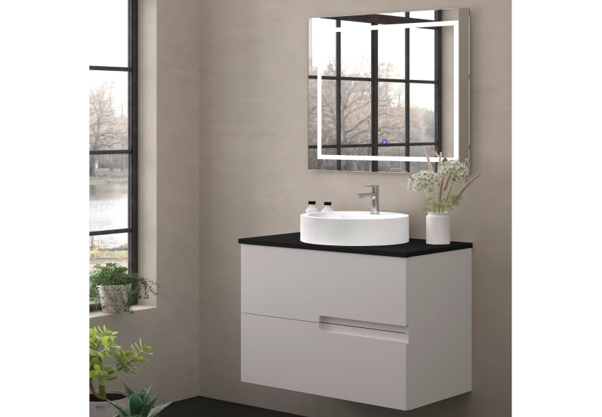 Mueble de baño con encimera piedra compactada negra Lia Bruntec colores principal 1