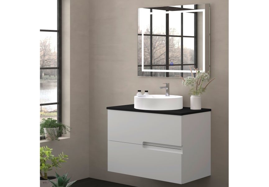 Mueble de baño con encimera piedra compactada negra Lia Bruntec colores principal 3