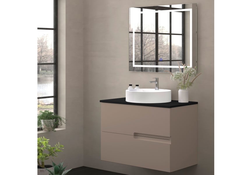 Mueble de baño con encimera piedra compactada negra Lia Bruntec colores principal 4