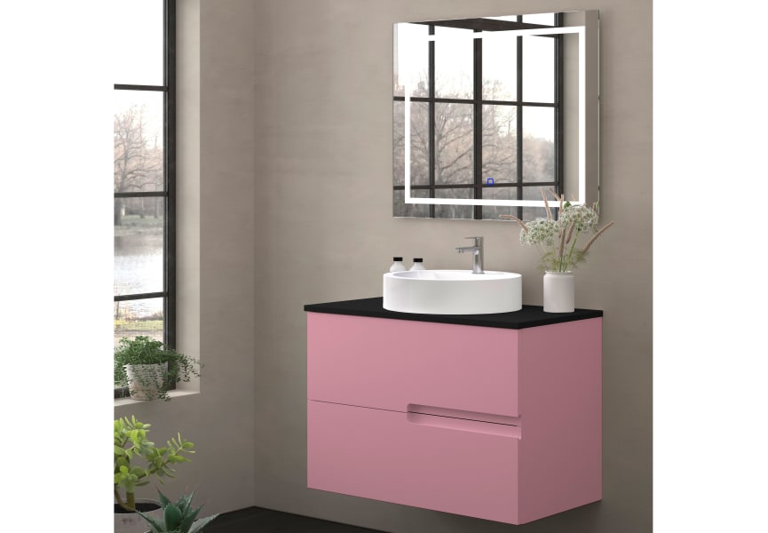 Mueble de baño con encimera piedra compactada negra Lia Bruntec colores principal 9
