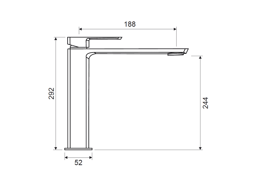 Grifo de lavabo Yanet Lluvibath croquis 3