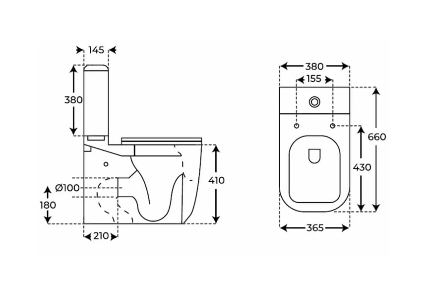 Inodoro compacto Zen Fossil Natura croquis 4