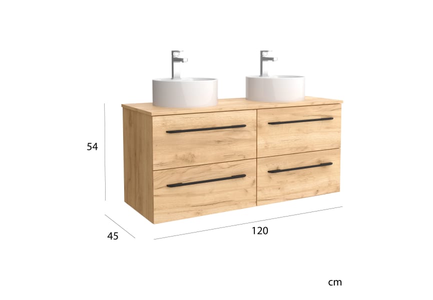 Conjunto mueble de baño con lavabo sobre encimera Morai Salgar detalle 4