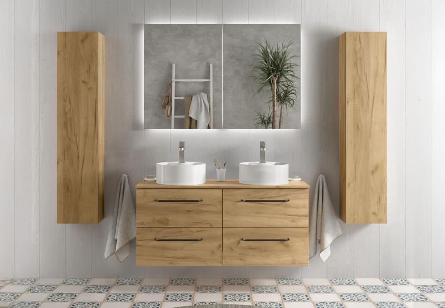 Conjunto mueble de baño con lavabo sobre encimera Morai Salgar principal 0