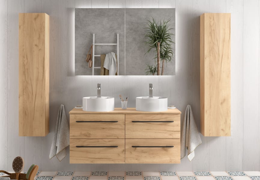 Conjunto mueble de baño con lavabo sobre encimera Morai Salgar principal 0