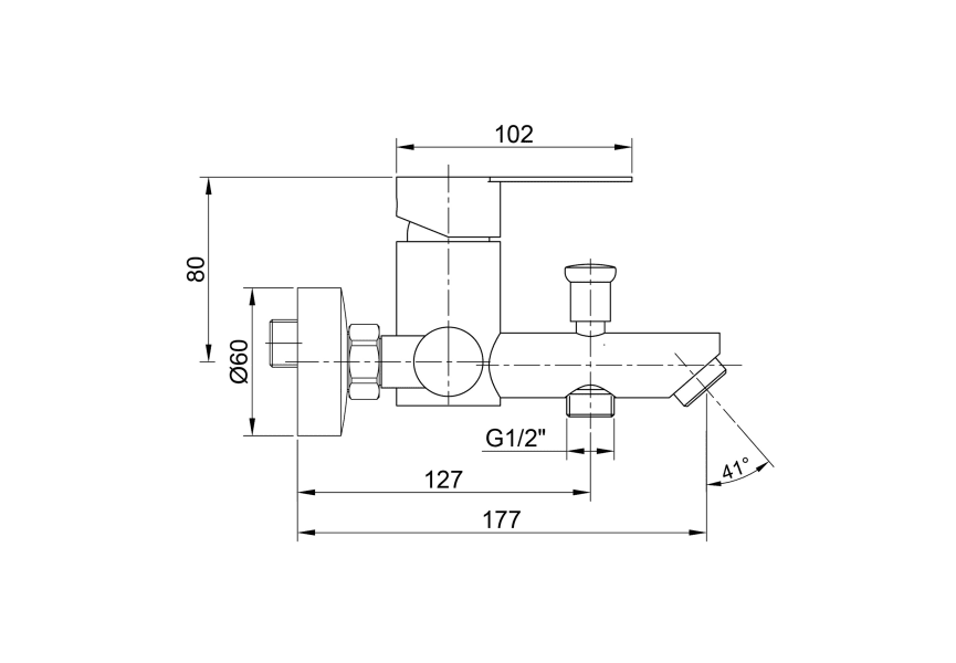 Grifo de bañera Iony de GME croquis 1