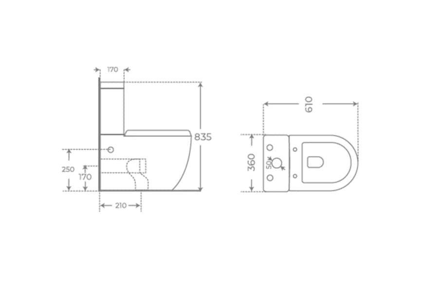Pack inodoro + bidé Elba Fossil Natura negro mate croquis 4