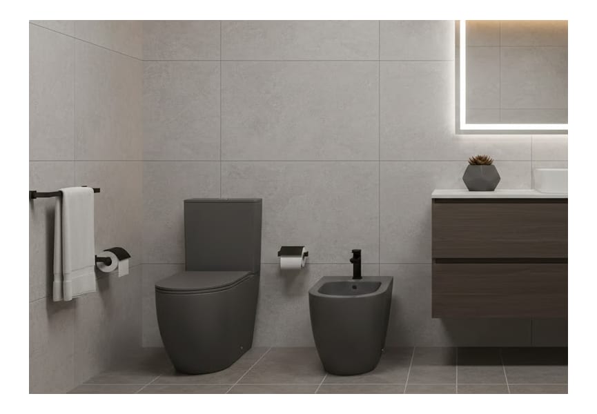 Pack inodoro + bidé Elba Fossil Natura negro mate principal 0