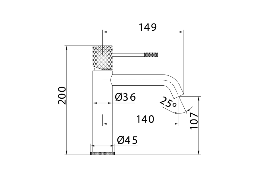 Pack Grifo de lavabo caño alto Génova Imex + Válvula click-clack croquis 6