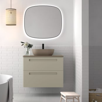 Conjunto mueble de baño con lavabo sobre encimera de microtec Paris Avila Dos