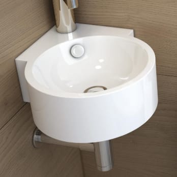 Lavabo Suspendido LIDO Dos Senos SOLID SURFACE Crema ⋆ VAROBATH