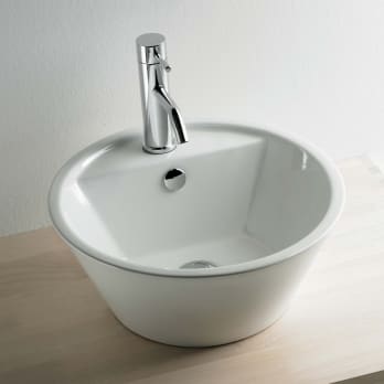 Lavabo sobre encimera ovalado para baño de diseño en cerámica Made in Italy  - Omarance