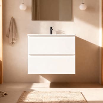 Conjunto de mueble de baño pequeño Nivo Bruntec 2 cajones suspendido