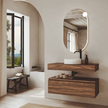 Conjunto mueble de baño con encimera de madera Vilma Bruntec